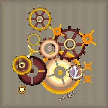 Vector image set Steampunk design gear elements Illustrazione stock