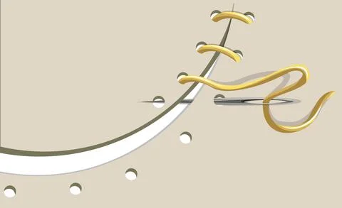 Vector image of a sewing needle with a thread in the eye stitching the backgr Stock Illustration