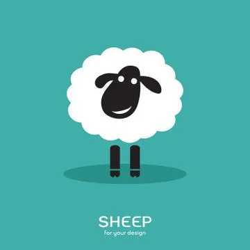 Vector image of a sheep design on bluel background, Farm Animals. Stock Illustration