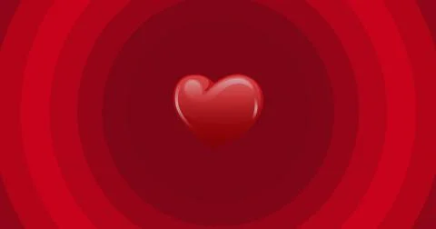Vector image of shiny heart shape on red circular pattern background with copy Stock Illustration