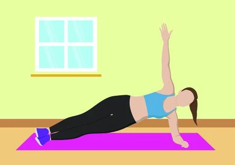 Vector image of side plank exercise for fitness. Stock Illustration