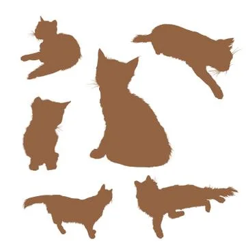 Vector image of silhouettes of sitting cats Stock Illustration
