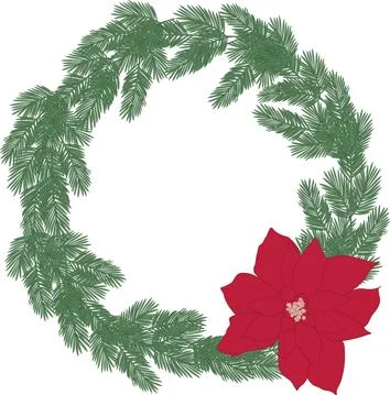 Vector image of a simple Christmas tree wreath on a white background Stock Illustration