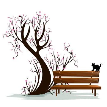 Vector image of a single richly flowering tree in the spring. Ecological Stop Stock Illustration
