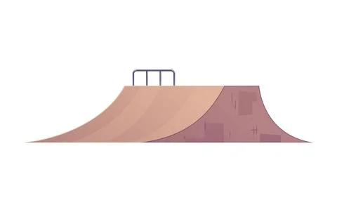 Vector image of a skateboard slide in a skate park with ramps for extreme spo 스톡 일러스트