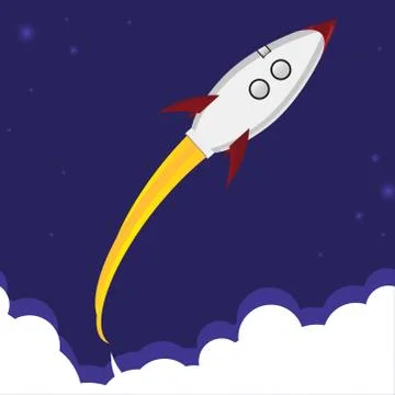Vector image of a small passenger rocket launch to space Stock Illustration