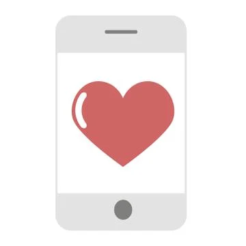 Vector image smartphone with heart icon on screen Stock Illustration