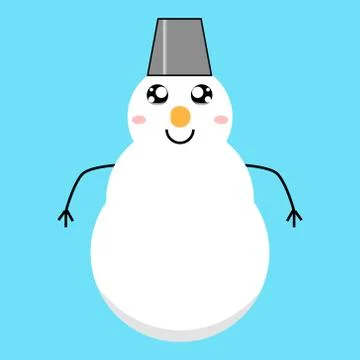 Vector image smile winter snowman with a bucket on his head Illustrazione stock