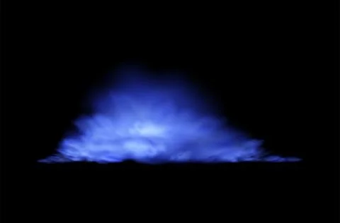 Vector image of smoke with the effect of blue fog, clouds on a black background Illustrazione stock