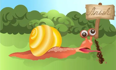 Vector image of a snail aspiring to the goal Stock Illustration
