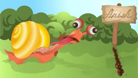 Vector image of a snail aspiring to the goal Stock Illustration