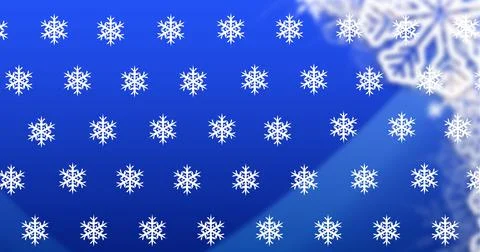 Vector image of snowflakes pattern with copy space against blue background Stock Illustration