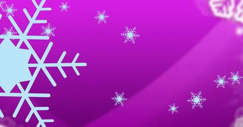 Vector image of snowflakes pattern with copy space over purple background Stockillustratie
