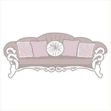 Vector image of a sofa in a classic style with pillows Stock Illustration