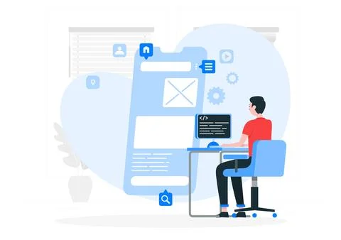 Vector Image Of Software Programmer 스톡 일러스트