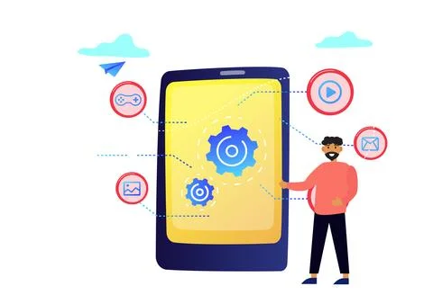 Vector Image Of Software Programmer 스톡 일러스트