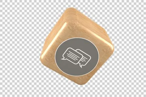 Vector image of speech bubble symbol on cube Stock Photos