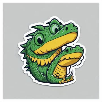 Vector, Image of sticker, cartoon cute Crocodile Stock Illustration