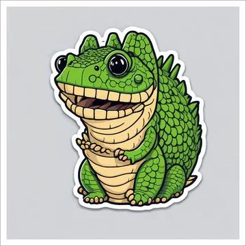 Vector, Image of sticker, cartoon cute Crocodile Stock Illustration
