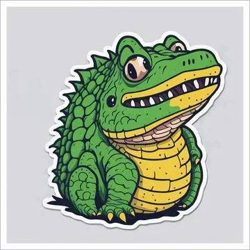 Vector, Image of sticker, cartoon cute Crocodile Stock Illustration