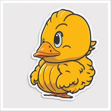 Vector, Image of sticker, cartoon cute Duck Stock Illustration