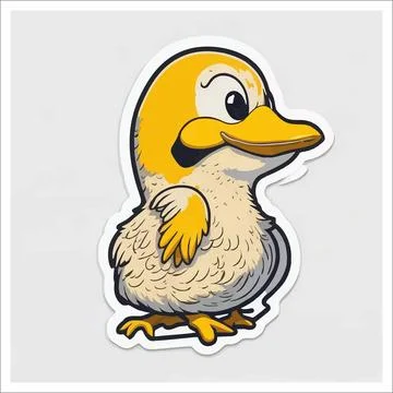 Vector, Image of sticker, cartoon cute Duck Stock Illustration
