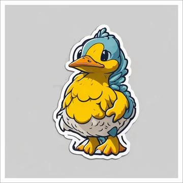 Vector, Image of sticker, cartoon cute Duck Stock-Illustration
