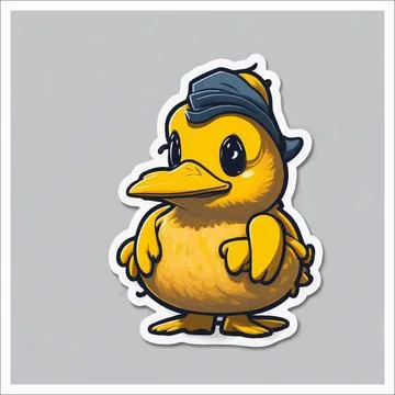 Vector, Image of sticker, cartoon cute Duck Stock Illustration
