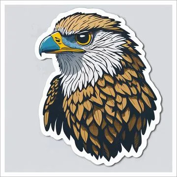 Vector, Image of sticker, cartoon cute Eagle Stock Illustration