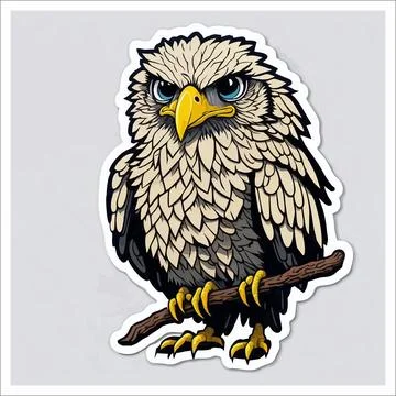 Vector, Image of sticker, cartoon cute Eagle Stock-Illustration