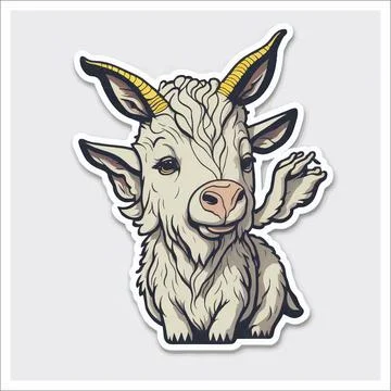 Vector, Image of, sticker, cartoon cute Goat Stock Illustration
