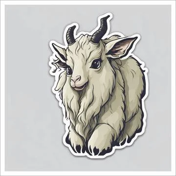 Vector, Image of, sticker, cartoon cute Goat Stock Illustration