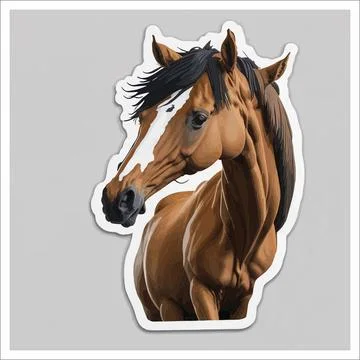 Vector, Image of sticker, cartoon cute Horse Stock Illustration