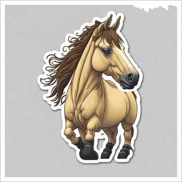 Vector, Image of sticker, cartoon cute Horse Stock Illustration