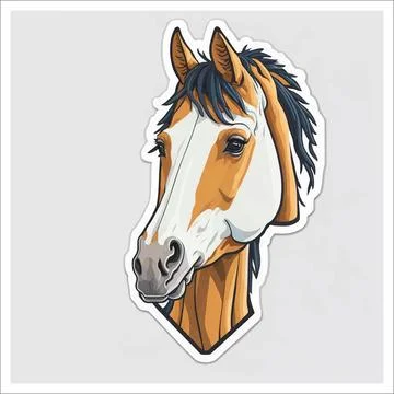Vector, Image of sticker, cartoon cute Horse Stock-Illustration