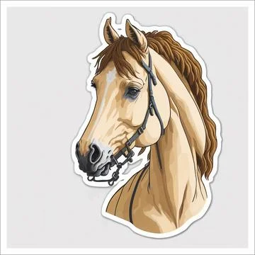Vector, Image of sticker, cartoon cute Horse Stock Illustration