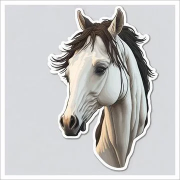 Vector, Image of sticker, cartoon cute Horse Stock Illustration