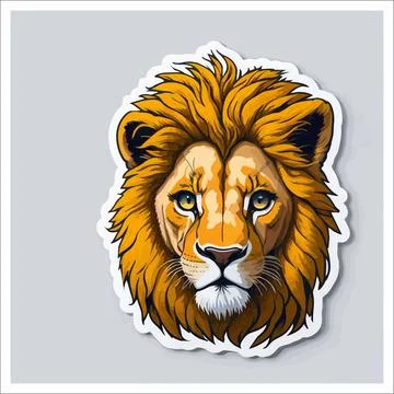 Vector, Image of sticker, cartoon cute Lion Stock-Illustration