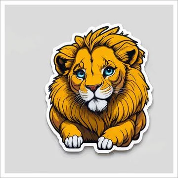 Vector, Image of sticker, cartoon cute Lion Stock-Illustration