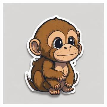 Vector, Image of sticker, cartoon cute Monkey Stock-Illustration