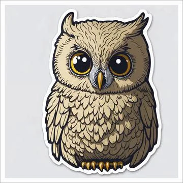 Vector, Image of sticker, cartoon cute Owl Stock-Illustration