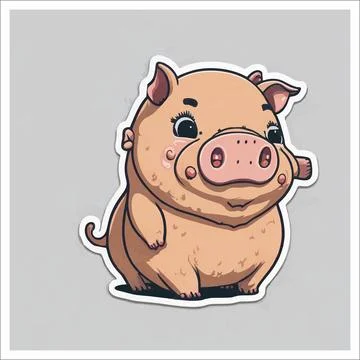 Vector, Image of sticker, cartoon cute Pig Stock-Illustration