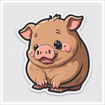 Vector, Image of sticker, cartoon cute Pig Stock-Illustration