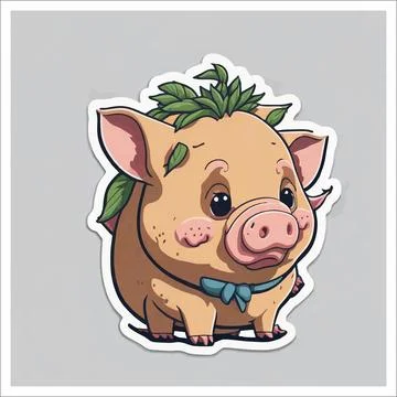 Vector, Image of sticker, cartoon cute Pig Stock-Illustration