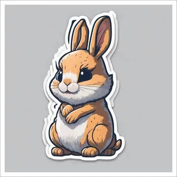 Vector, Image of sticker, cartoon cute Rabbit Stock-Illustration