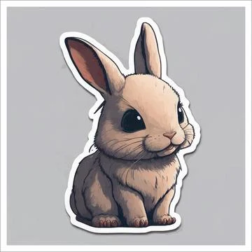 Vector, Image of sticker, cartoon cute Rabbit Stock-Illustration