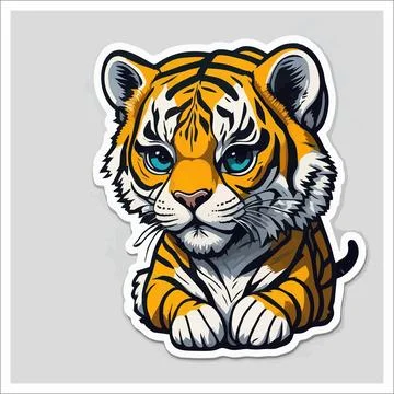 Vector, Image of sticker, cartoon cute Tiger Stock-Illustration
