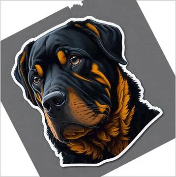 Vector, Image of sticker, cartoon cute Rottweiler Stock-Illustration