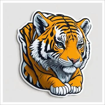 Vector, Image of sticker, cartoon cute Tiger Stock Illustration