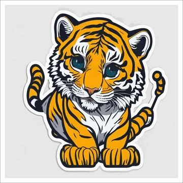 Vector, Image of sticker, cartoon cute Tiger Stock Illustration